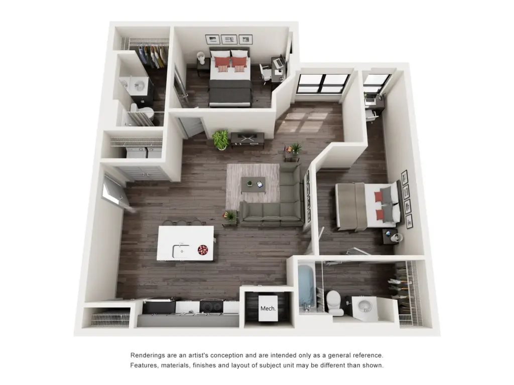 Marshall St Louis Student Living by SLU: B2 2 Bedroom Floorplan