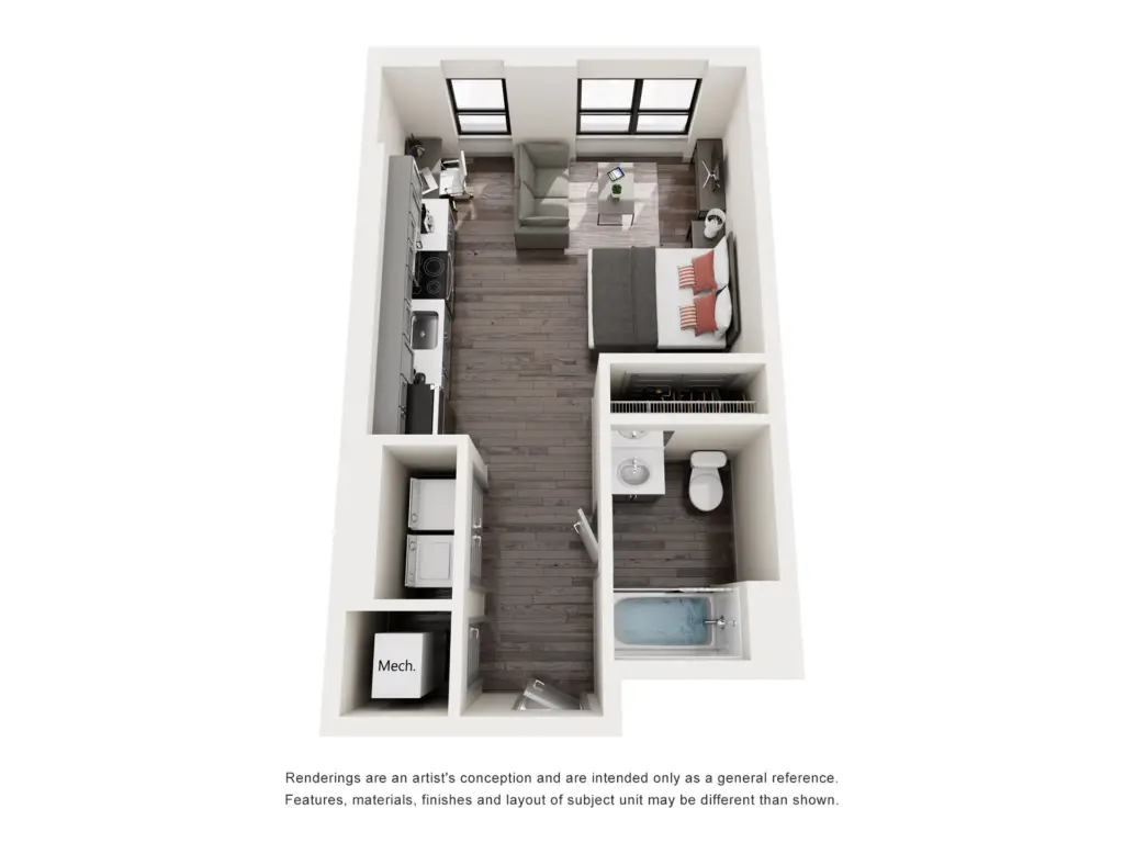 Marshall St Louis Student Living by SLU: S1 Studio Floorplan